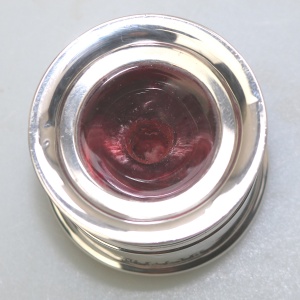An attractive & good antique English solid silver & cranberry Inkwell C.1904