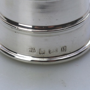 An attractive & good antique English solid silver & cranberry Inkwell C.1904
