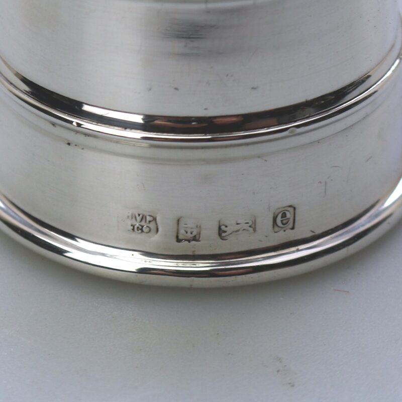 An attractive & good antique English solid silver & cranberry Inkwell C.1904
