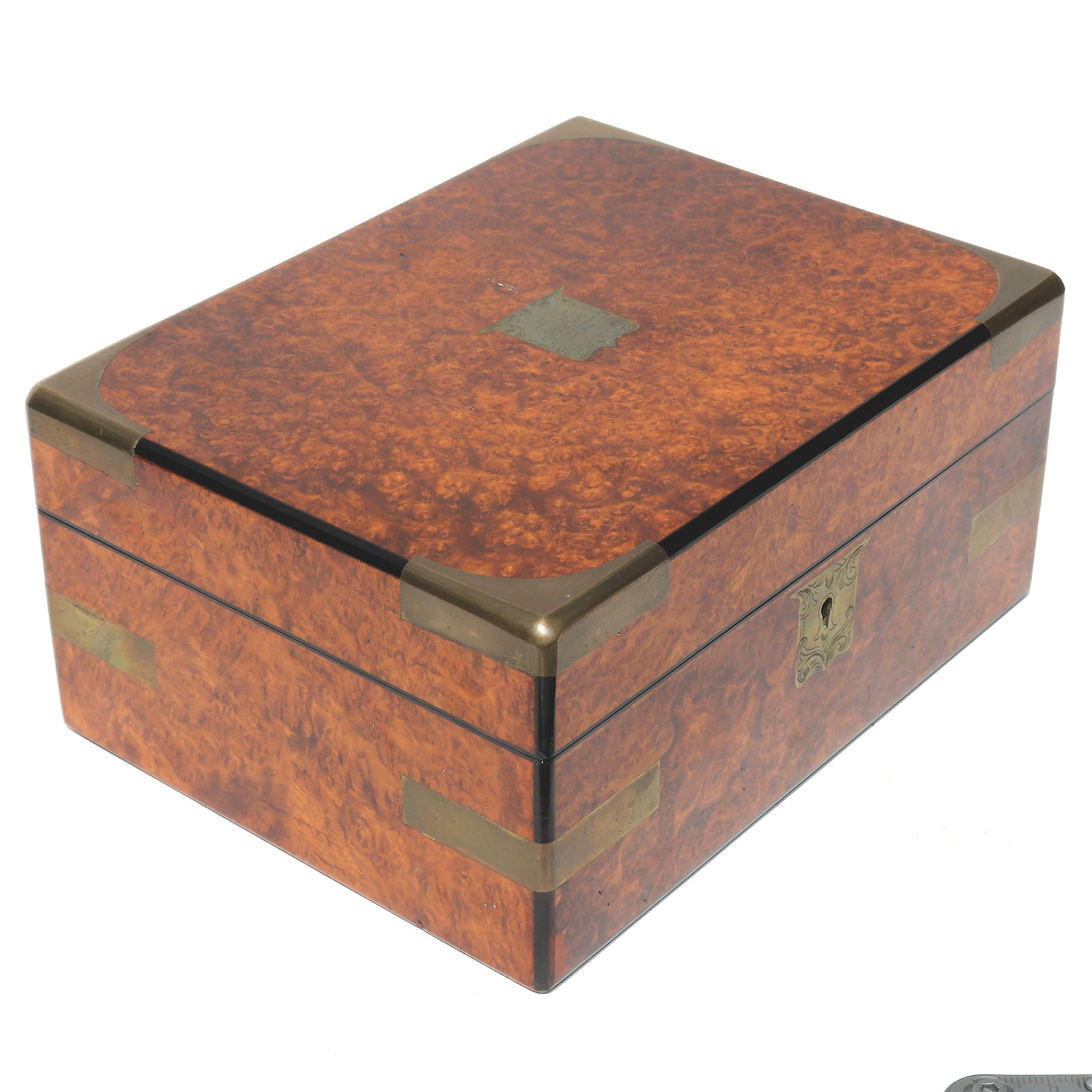 A very superior antique Victorian burr-walnut fitted Jewellery Box C.19thC