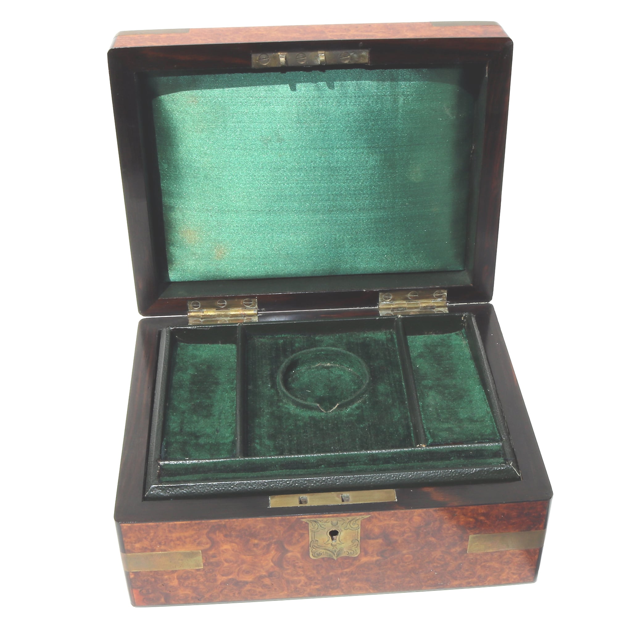 A very superior antique Victorian burr-walnut fitted Jewellery Box C.19thC
