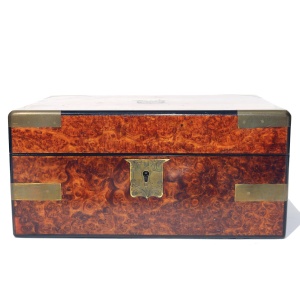 A very superior antique Victorian burr-walnut fitted Jewellery Box C.19thC