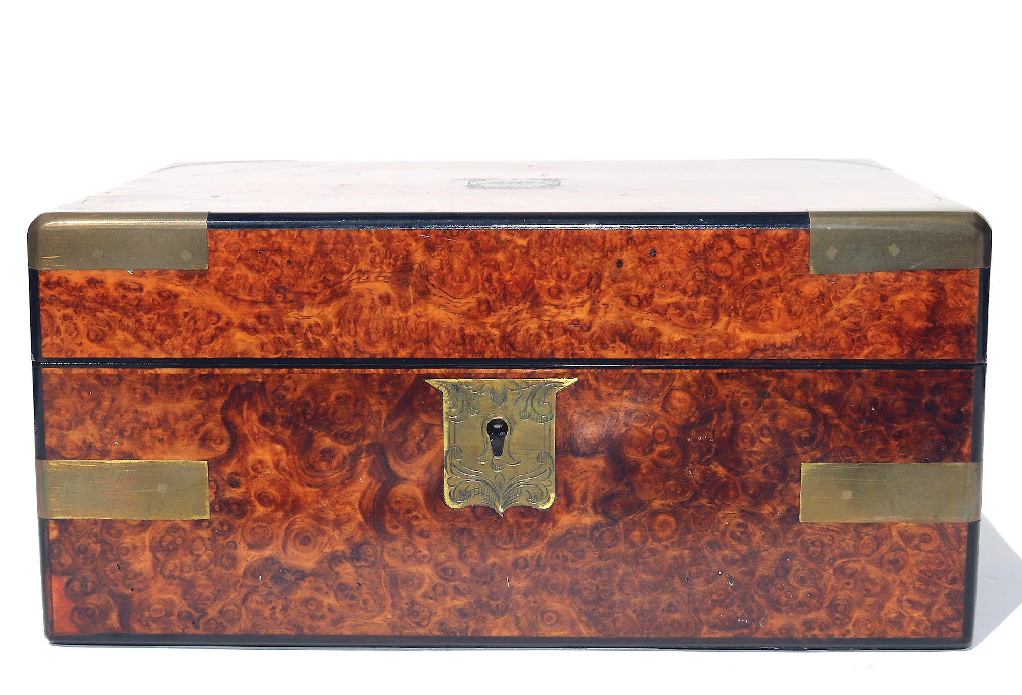 A very superior antique Victorian burr-walnut fitted Jewellery Box C.19thC