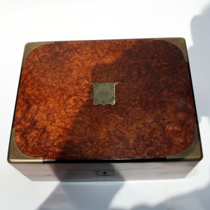 A very superior antique Victorian burr-walnut fitted Jewellery Box C.19thC