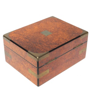 A very superior antique Victorian burr-walnut fitted Jewellery Box C.19thC
