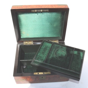 A very superior antique Victorian burr-walnut fitted Jewellery Box C.19thC