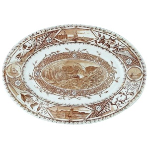 Antique Turner & sons pottery Aesthetic Marine transferware Meat plate C.1884