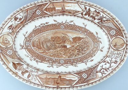 Antique Turner & sons pottery Aesthetic Marine transferware Meat plate C.1884 - Image 2
