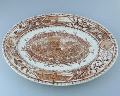 Antique Turner & sons pottery Aesthetic Marine transferware Meat plate C.1884 - Image 3