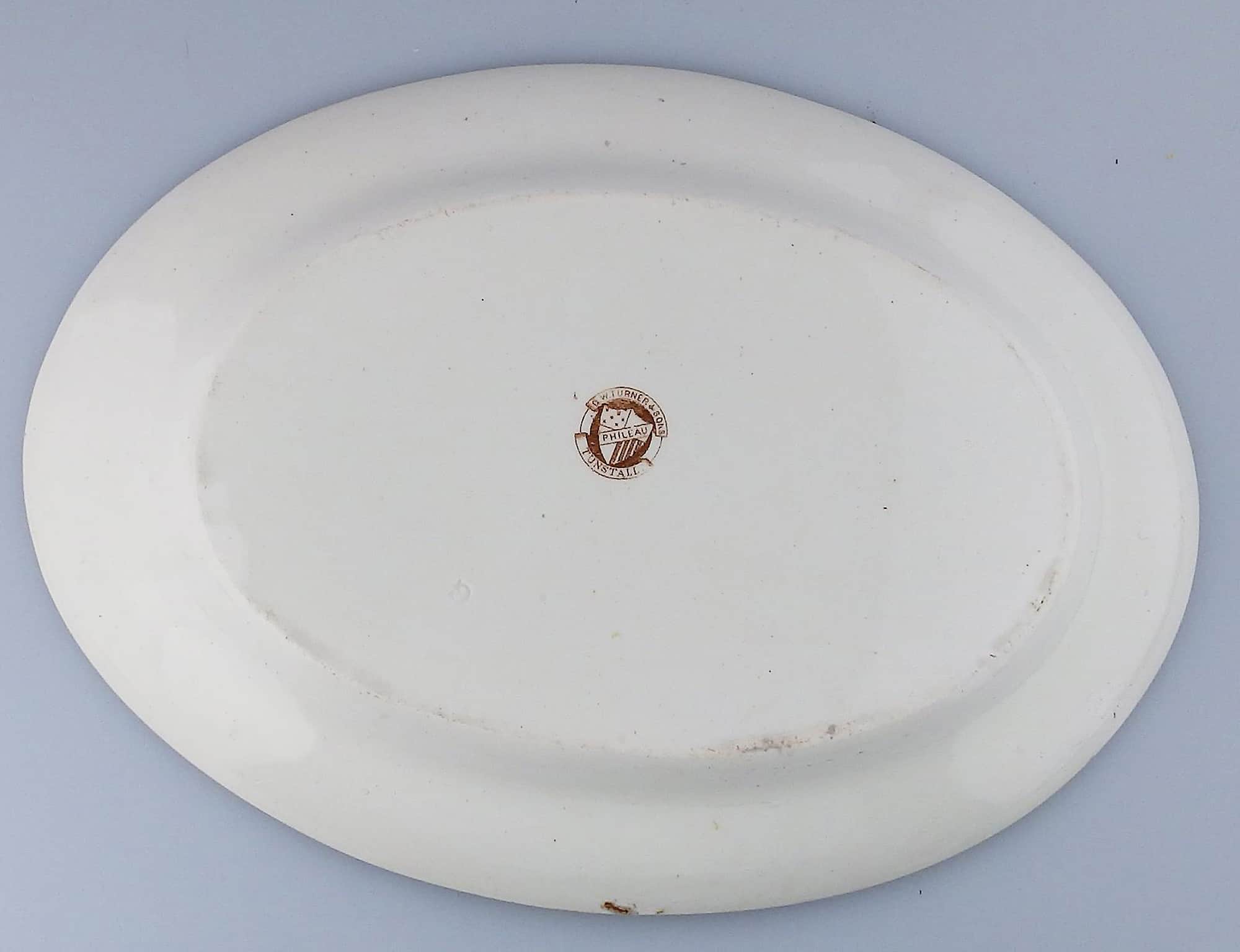 Antique Turner & sons pottery Aesthetic Marine transferware Meat plate C.1884
