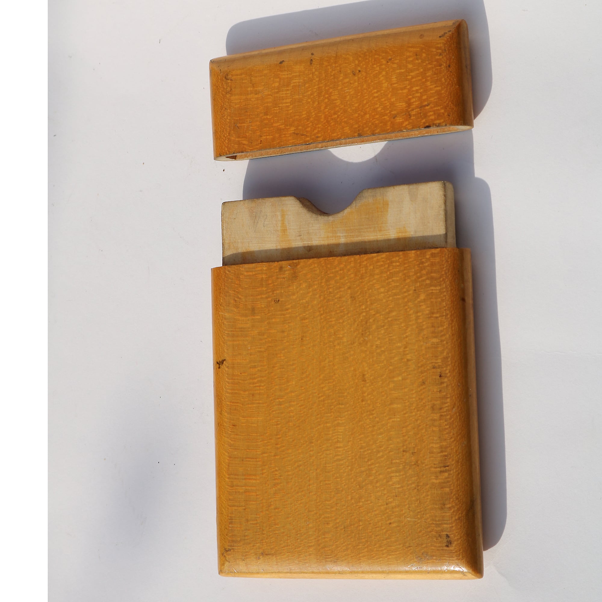 An antique Victorian sycamore Mauchline Ware Card Case Lime Tree Walk Stanhope C.19thC