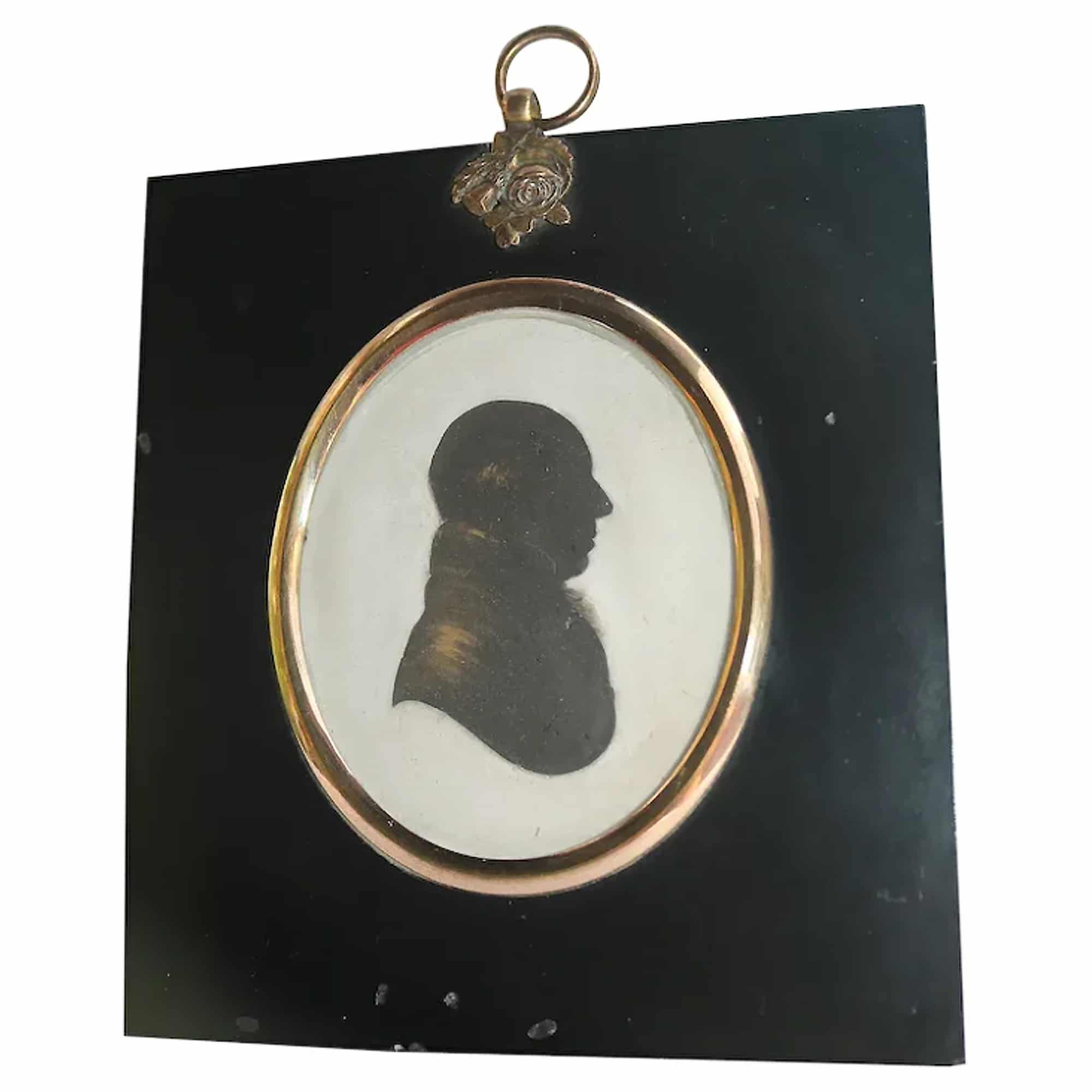John Miers antique Georgian bronzed Portrait Miniature plaster Silhouette 18thC