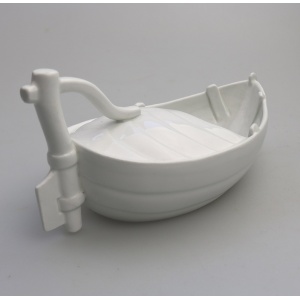 An extremely rare antique Minton porcelain novelty Nautical Spoon Warmer C.19thC