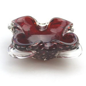 Mid-century retro Italian Art Glass Murano Sommerso control bubble Bowl C.1960