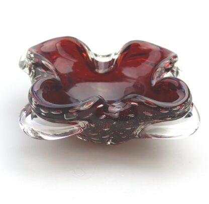 Mid-century retro Italian Art Glass Murano Sommerso control bubble Bowl C.1960 - Image 2