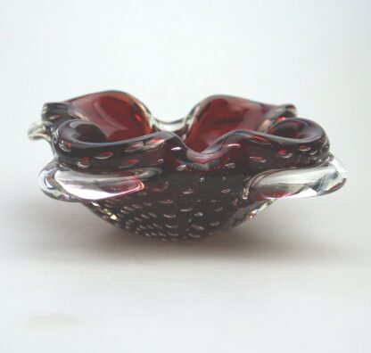 Mid-century retro Italian Art Glass Murano Sommerso control bubble Bowl C.1960 - Image 3