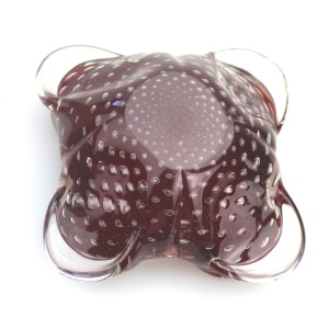 Mid-century retro Italian Art Glass Murano Sommerso control bubble Bowl C.1960