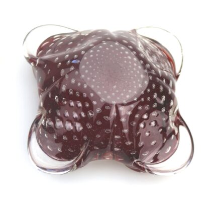 Mid-century retro Italian Art Glass Murano Sommerso control bubble Bowl C.1960 - Image 5