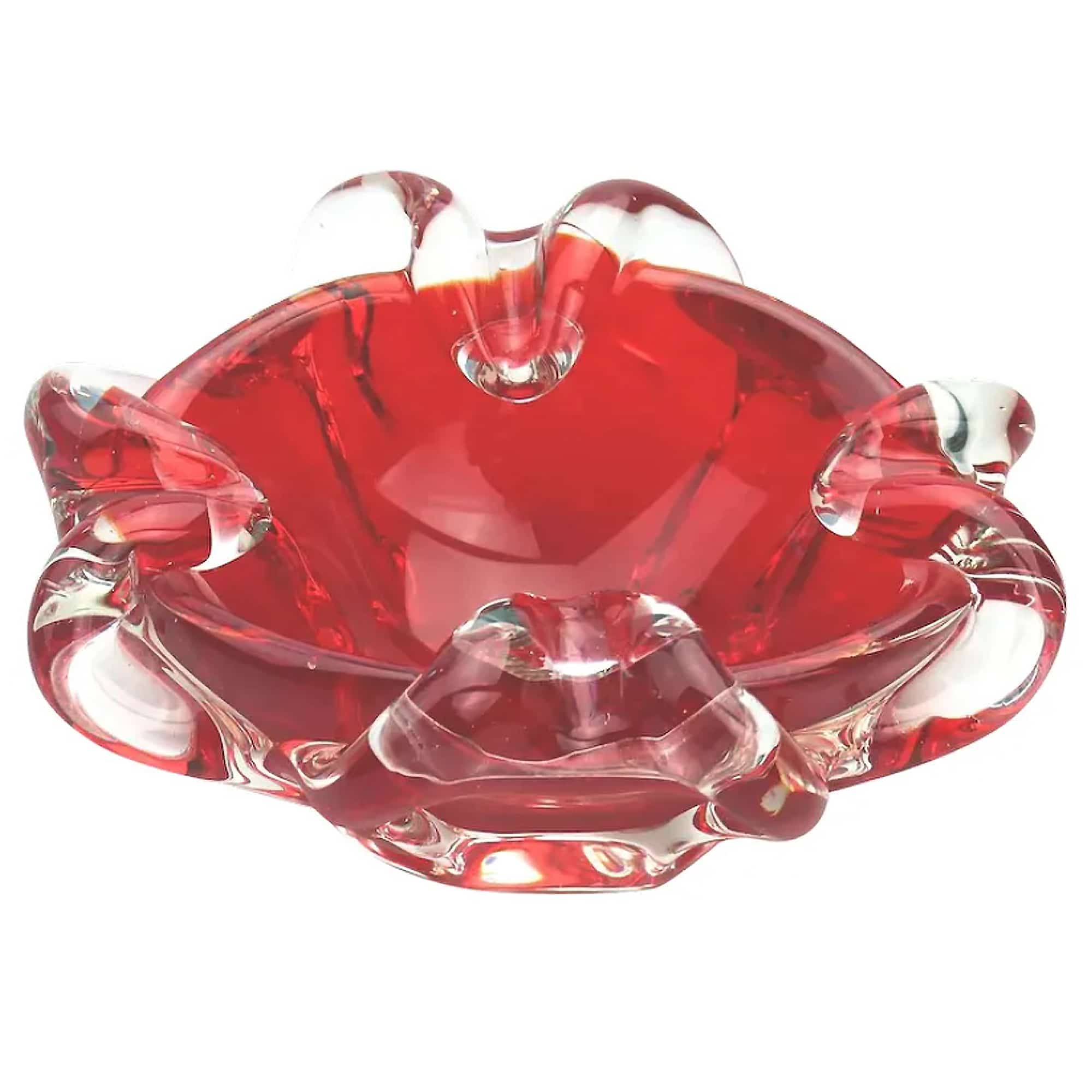A mid century retro Italian Art Glass Murano Sommerso candy-red Bowl 2 C.1960