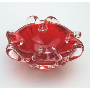 A mid century retro Italian Art Glass Murano Sommerso candy-red Bowl 2 C.1960