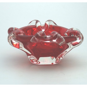 A mid century retro Italian Art Glass Murano Sommerso candy-red Bowl 2 C.1960