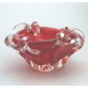 A mid century retro Italian Art Glass Murano Sommerso candy-red Bowl 2 C.1960