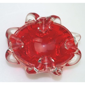 A mid century retro Italian Art Glass Murano Sommerso candy-red Bowl 2 C.1960