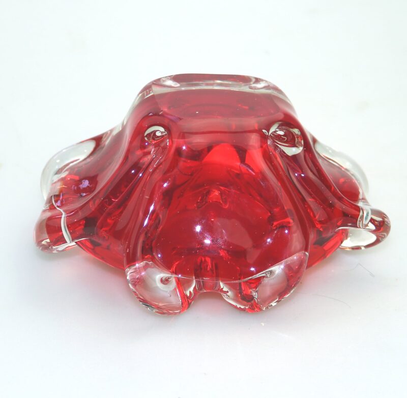 A mid century retro Italian Art Glass Murano Sommerso candy-red Bowl 2 C.1960