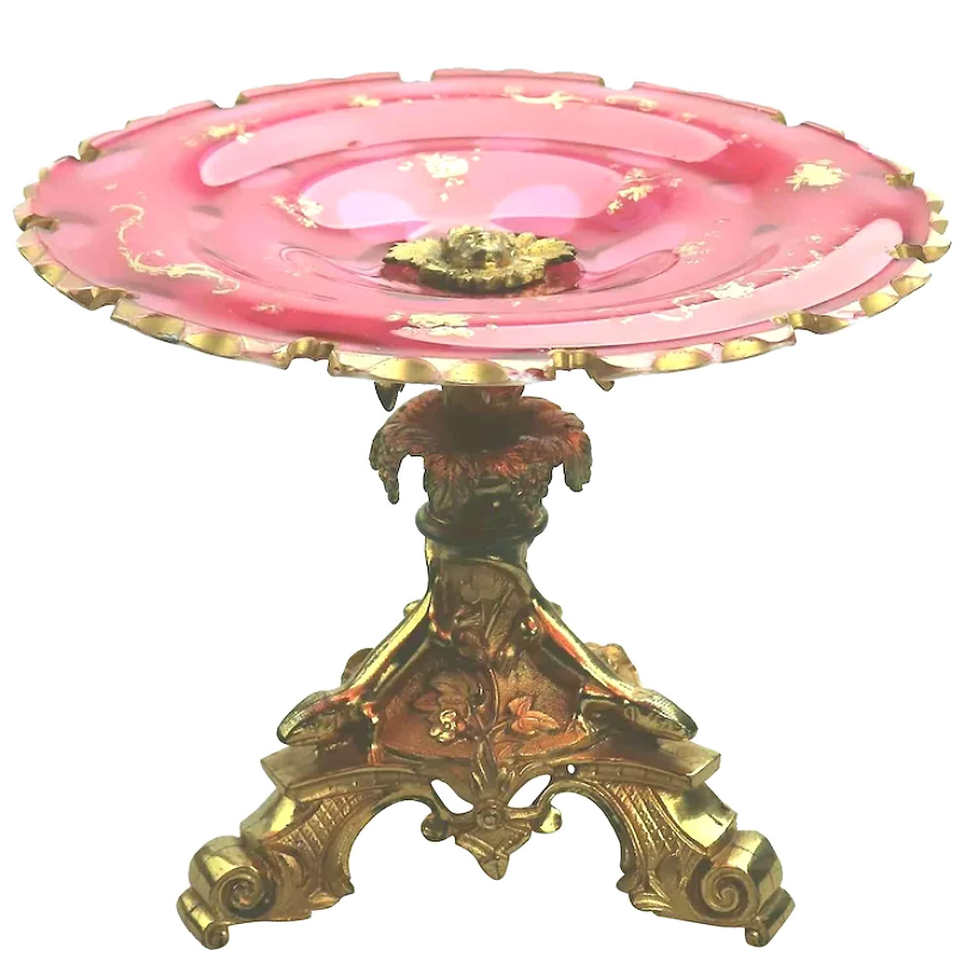 A very fine antique French Napoleonic ormolu & flashed glass Comport Tazza C.19thC