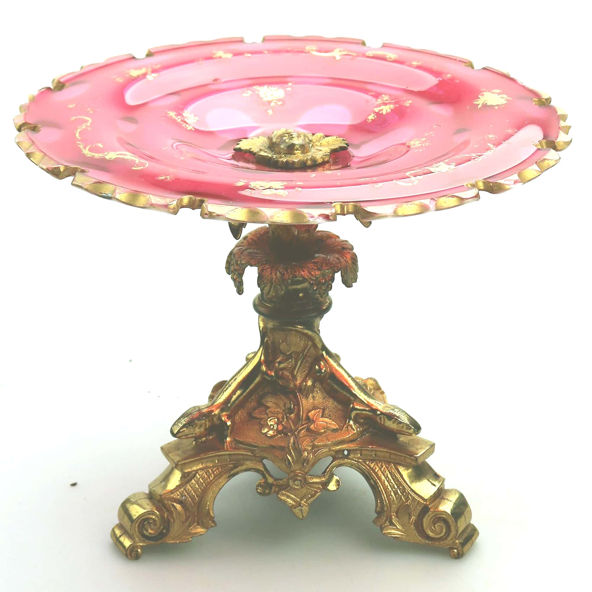 A very fine antique French Napoleonic ormolu & flashed glass Comport Tazza C.19thC