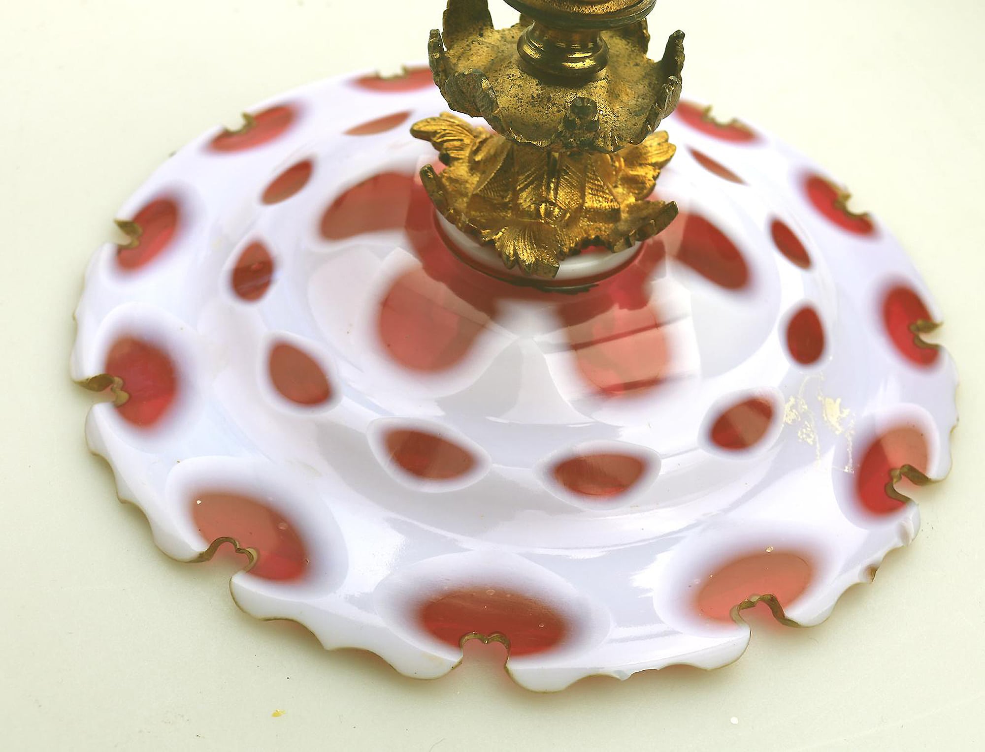 A very fine antique French Napoleonic ormolu & flashed glass Comport Tazza C.19thC