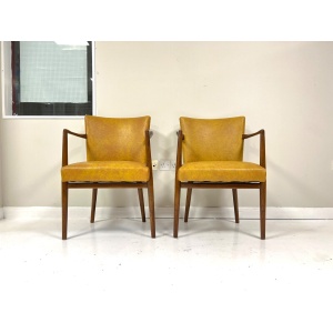 Pair of Mid-Century Teak & Leather Library or Dining Chairs