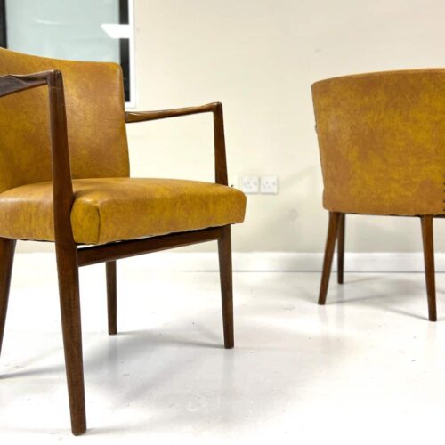 Pair of Mid-Century Teak & Leather Library or Dining Chairs