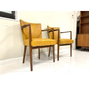 Pair of Mid-Century Teak & Leather Library or Dining Chairs