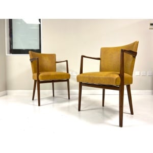 Pair of Mid-Century Teak & Leather Library or Dining Chairs