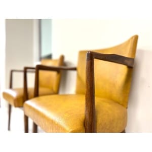 Pair of Mid-Century Teak & Leather Library or Dining Chairs