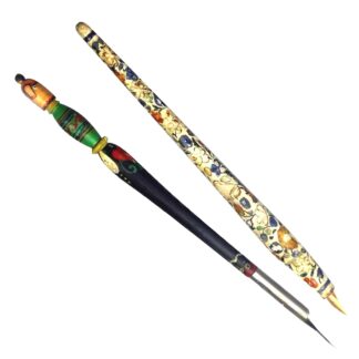Two antique hand painted novelty writing Dip Pens Schuler & Similar C.19th/20thC