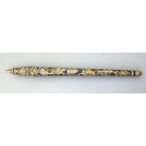 Two antique hand painted novelty writing Dip Pens Schuler & Similar C.19th/20thC