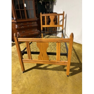 Pine Single Bed With Vintage Spring Base