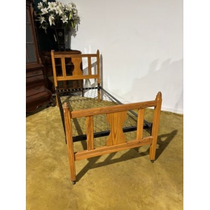 Pine Single Bed With Vintage Spring Base