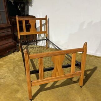 Pine Single Bed With Vintage Spring Base
