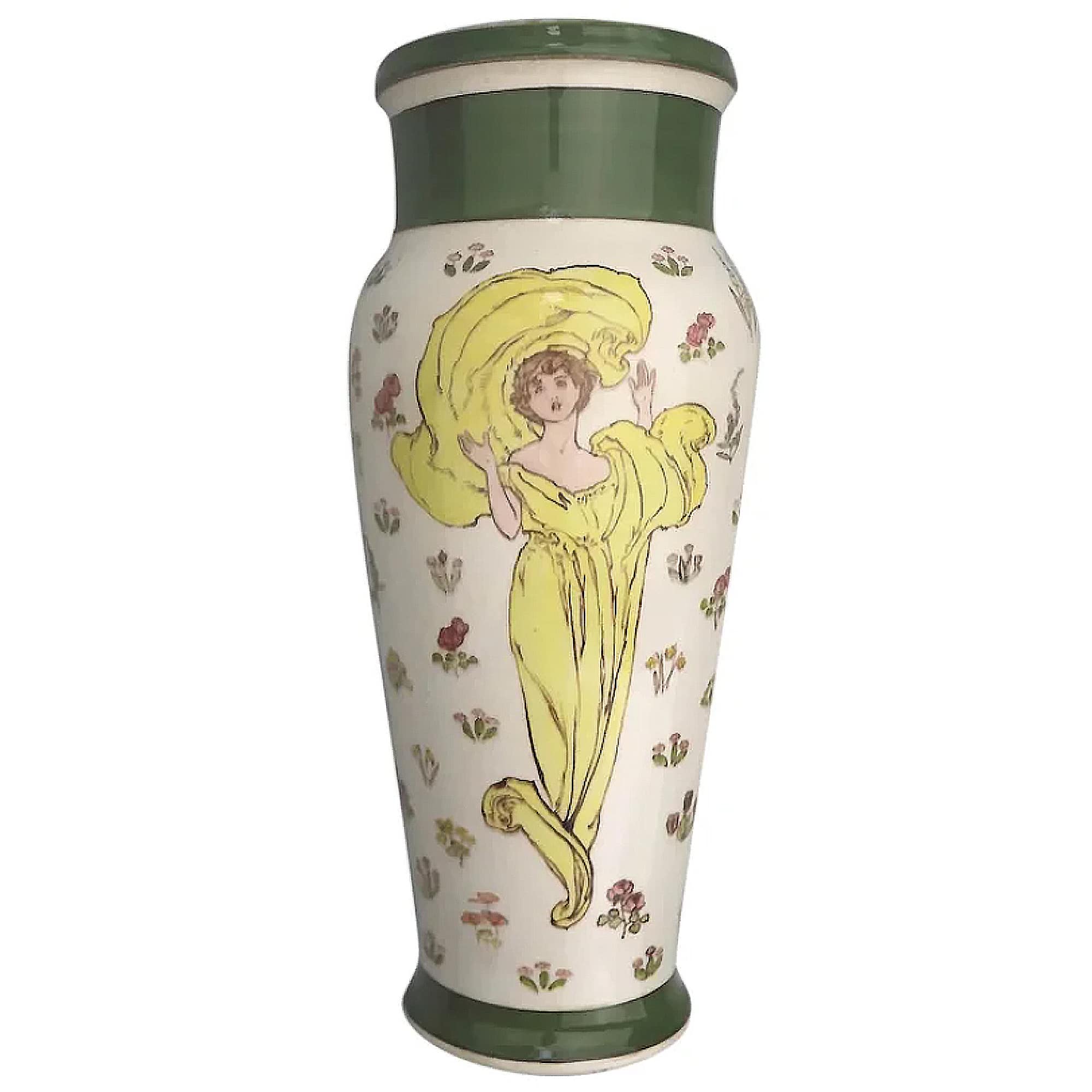 Art Nouveau Doulton Lambeth Faience Margaret E Thomson Vase - Mucha style C.1900