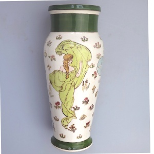 Art Nouveau Doulton Lambeth Faience Margaret E Thomson Vase - Mucha style C.1900