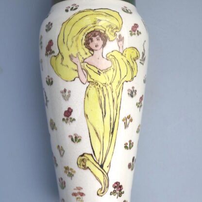 Art Nouveau Doulton Lambeth Faience Margaret E Thomson Vase - Mucha style C.1900 - Image 4