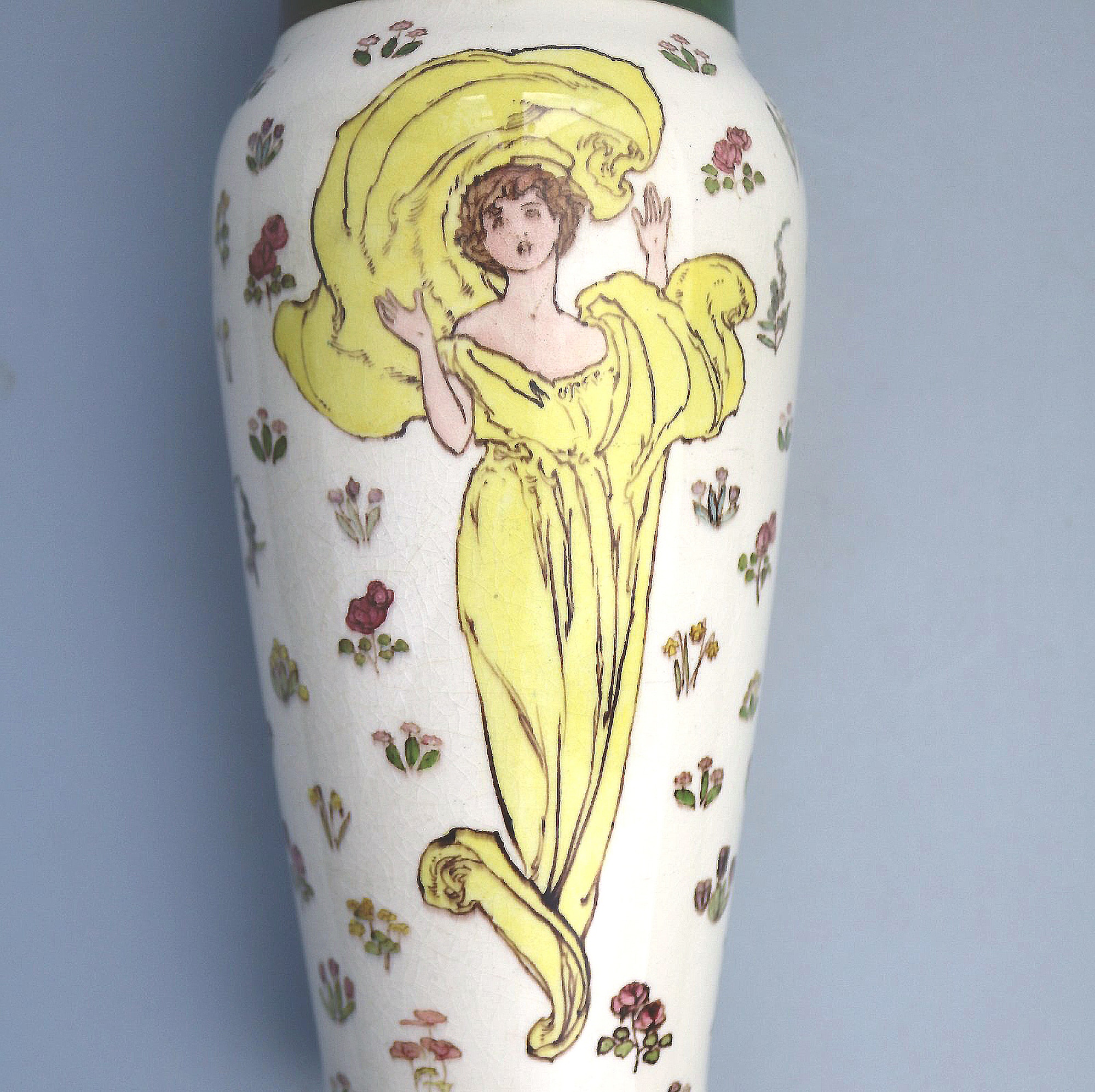 Art Nouveau Doulton Lambeth Faience Margaret E Thomson Vase - Mucha style C.1900