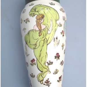 Art Nouveau Doulton Lambeth Faience Margaret E Thomson Vase - Mucha style C.1900