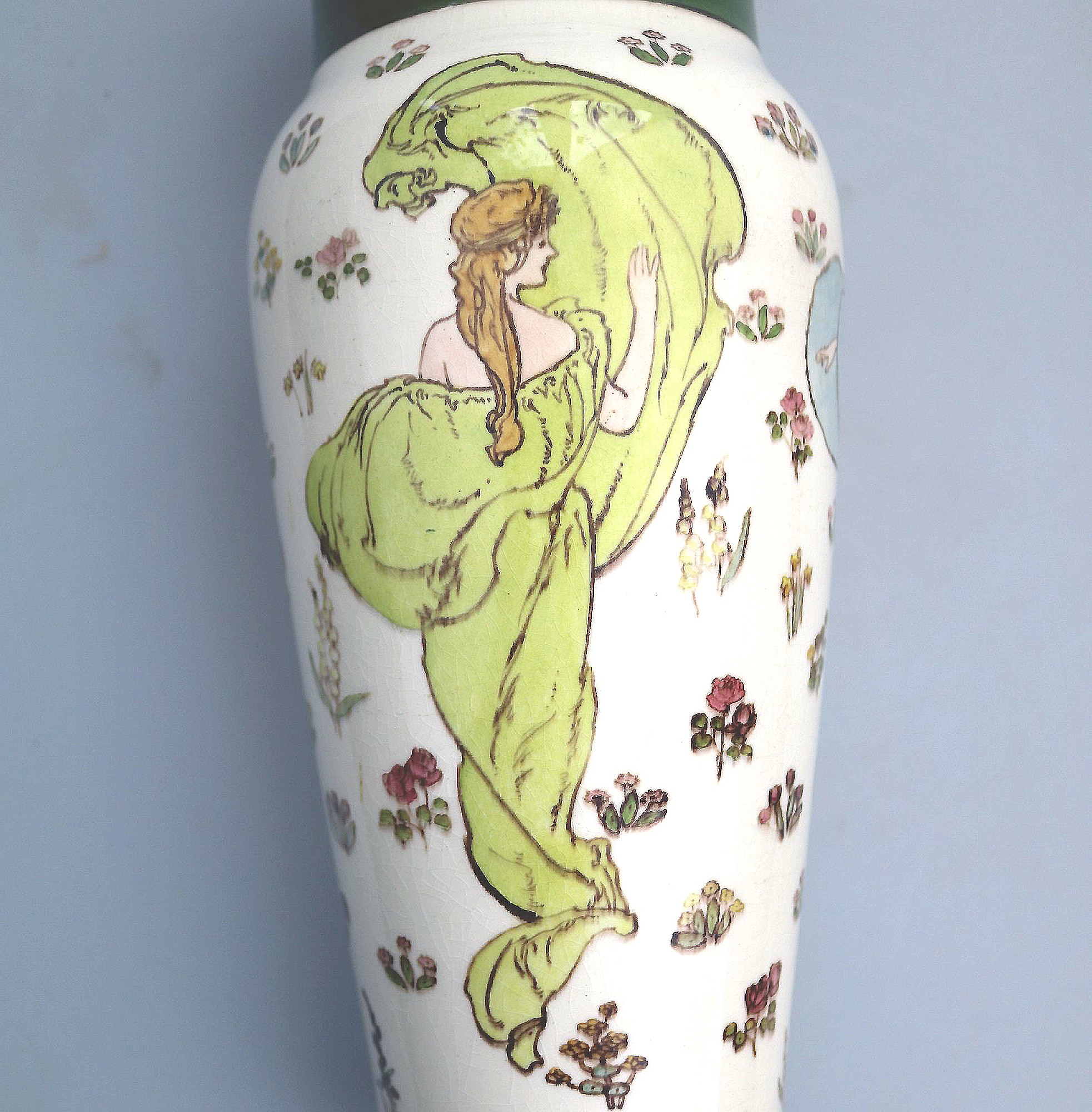 Art Nouveau Doulton Lambeth Faience Margaret E Thomson Vase - Mucha style C.1900
