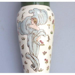 Art Nouveau Doulton Lambeth Faience Margaret E Thomson Vase - Mucha style C.1900