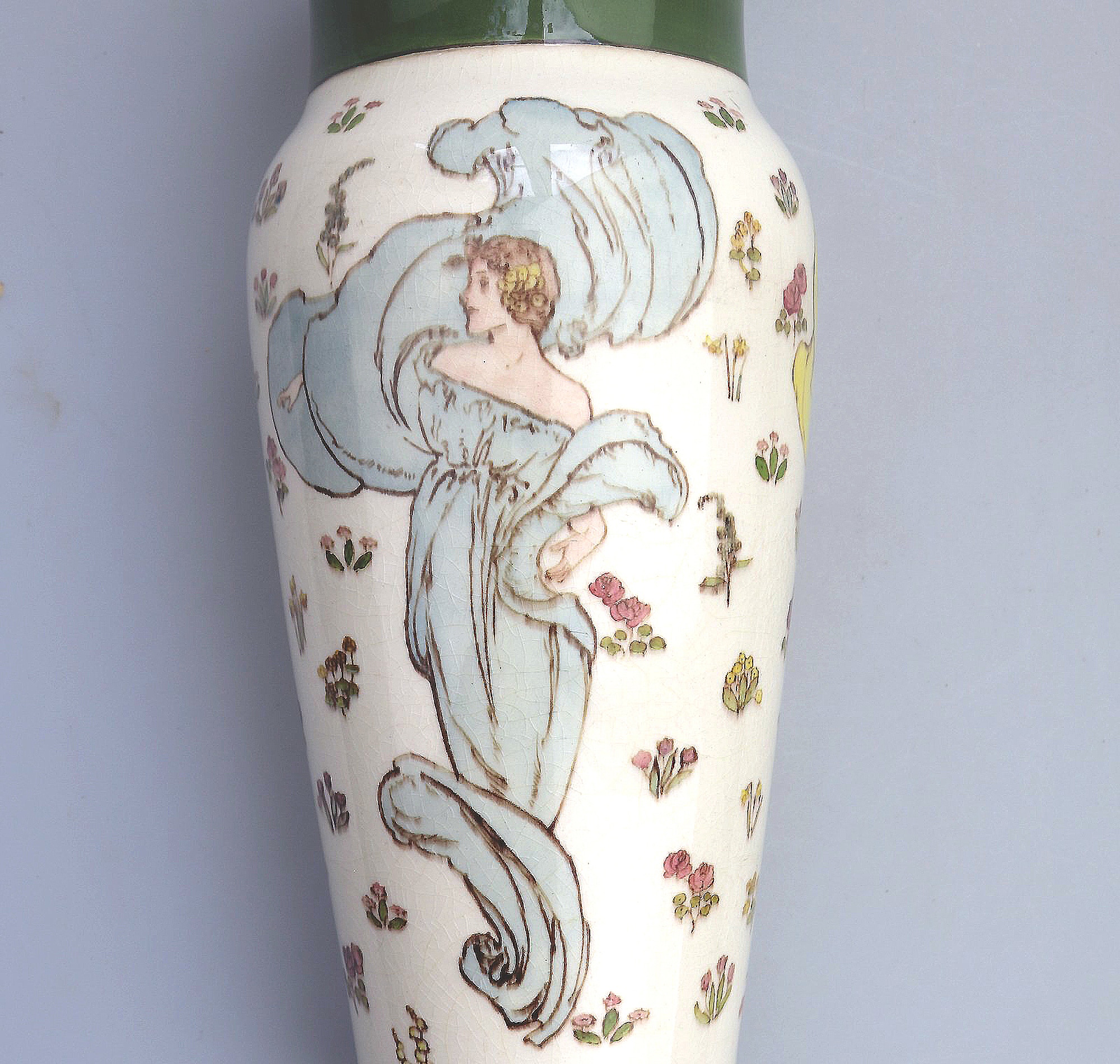 Art Nouveau Doulton Lambeth Faience Margaret E Thomson Vase - Mucha style C.1900