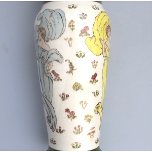 Art Nouveau Doulton Lambeth Faience Margaret E Thomson Vase - Mucha style C.1900